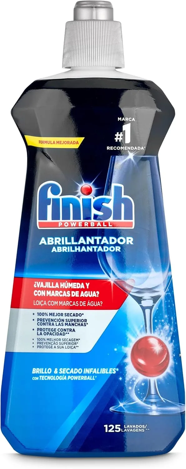Finish ▫️ Lavagem da Máquina de Lavar Louça, Lavagem da Louça, Secagem da Louça, Sem Brilho e Sem Marcas - 500ml - 125 Lavagens ()