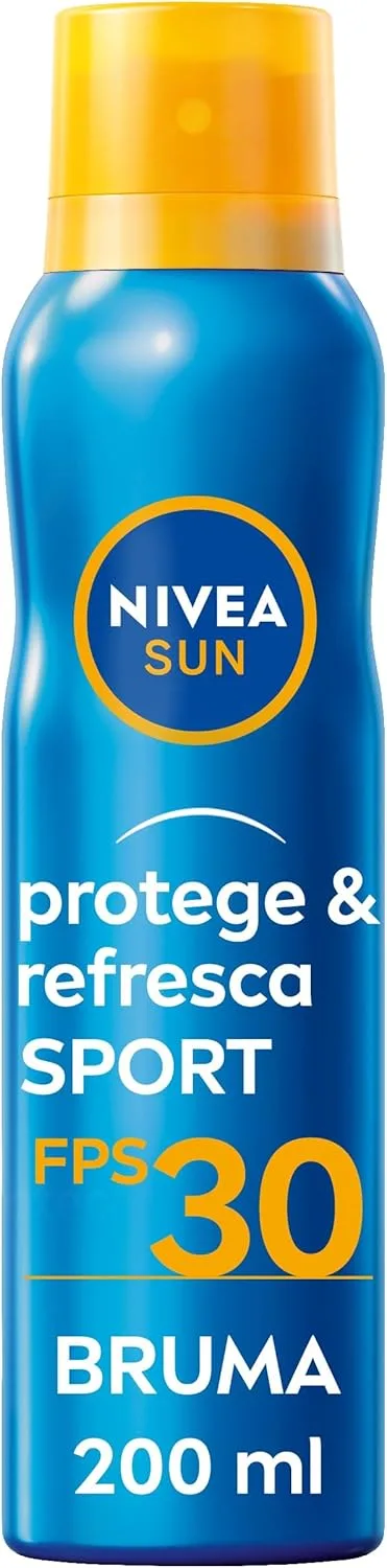 NIVEA SUN ▫️ Protect & Refresh Sun Mist Spray FP30 (1 x 200 ml), protetor solar em spray transparente, refrescante e resistente à água
