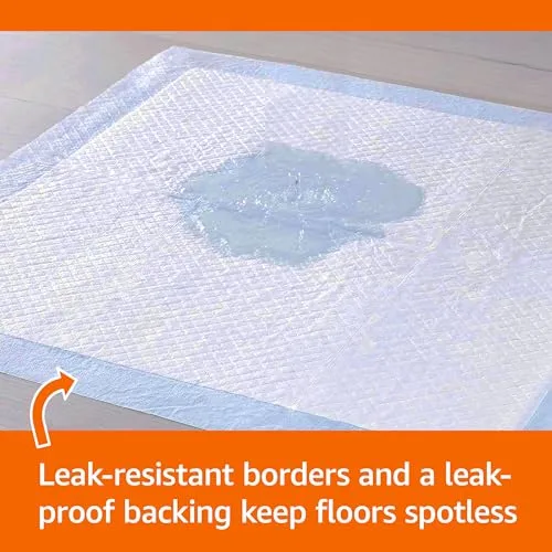 Amazon Basics ▫️ Tapetes de treino para cães e cachorros, design de 5 camadas à prova de fugas com superfície de secagem rápida, tamanho normal, 100 unidades, azul 3