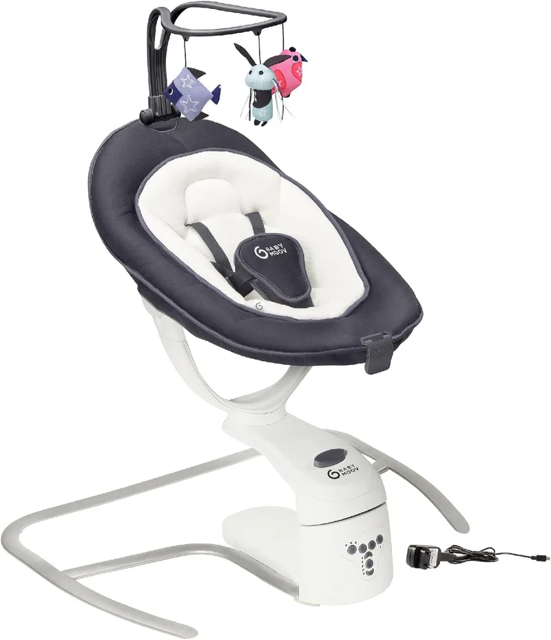 Babymoov ▫️ Swoon Motion – baloiço e berço, com assento ergonómico, confortável e ajustável, 65 x 72 cm, Zinc