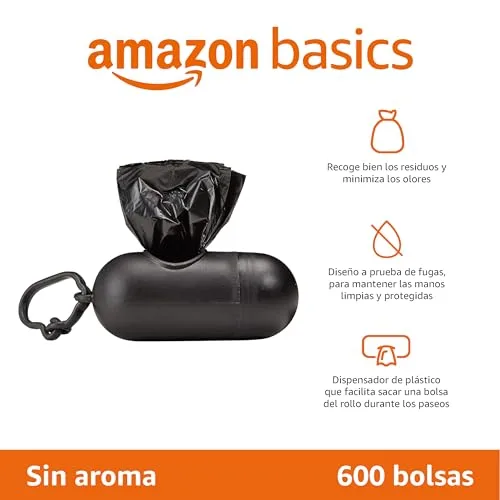 Amazon Basics ▫️ Sacos de lixo para cães com dispensador e clipe para trela, sem perfume, 600 sacos (40 pacotes de 15 sacos) 2