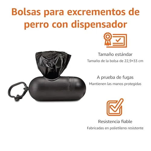 Amazon Basics ▫️ Sacos de lixo para cães com dispensador e clipe para trela, sem perfume, 900 sacos (60 pacotes de 15) 4