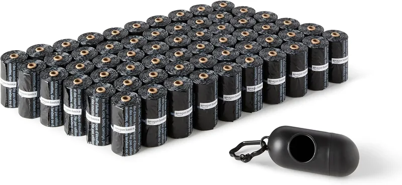 Amazon Basics ▫️ Sacos de lixo para cães com dispensador e clipe para trela, sem perfume, 900 sacos (60 pacotes de 15)