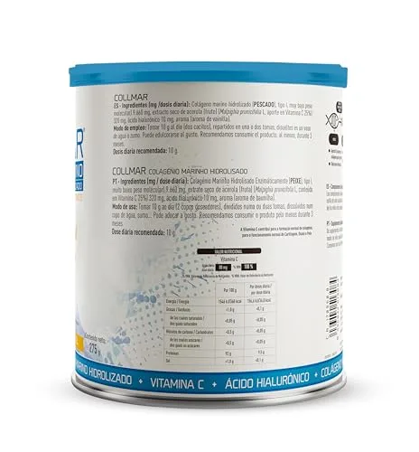 Drasanvi ▫️ COLLMAR Colagénio Marinho Hidrolisado com Ácido Hialurónico, Vitamina C | Sem edulcorantes | Absorção máxima de 9 660 mg/dia | 275 g de pó | Sabor a baunilha 5