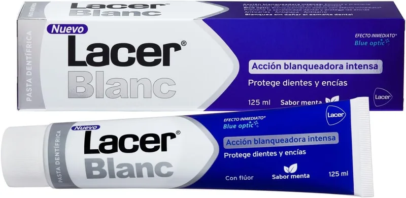 LACER ▫️ BLANC - Pasta Dentífrica Branqueadora 125ml Sabor a Menta, Ação Branqueadora, Remove as Manchas dos Dentes, Previne a Placa, o Tártaro e a Sensibilidade dos Dentes, Proteção das Gengivas