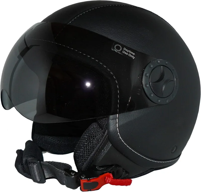 protectWEAR ▫️ Capacete Jet com 2 viseiras em preto mate com riscas prateadas H710