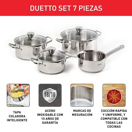 Tefal ▫️ Duetto - Conjunto de 4 peças + 3 acessórios, aço inoxidável 4