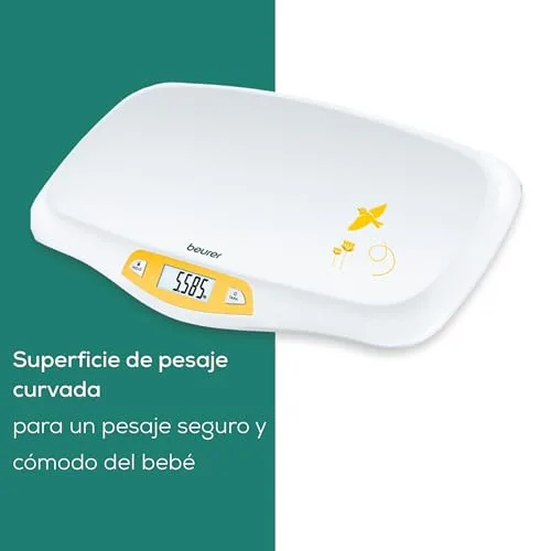 Beurer ▫️ Balança para bebés BY 80, com superfície curva e segura, capacidade de 20 kg, função de tara e retenção para bebés que dão pontapés, medição e visualização em incrementos de 5 g 3