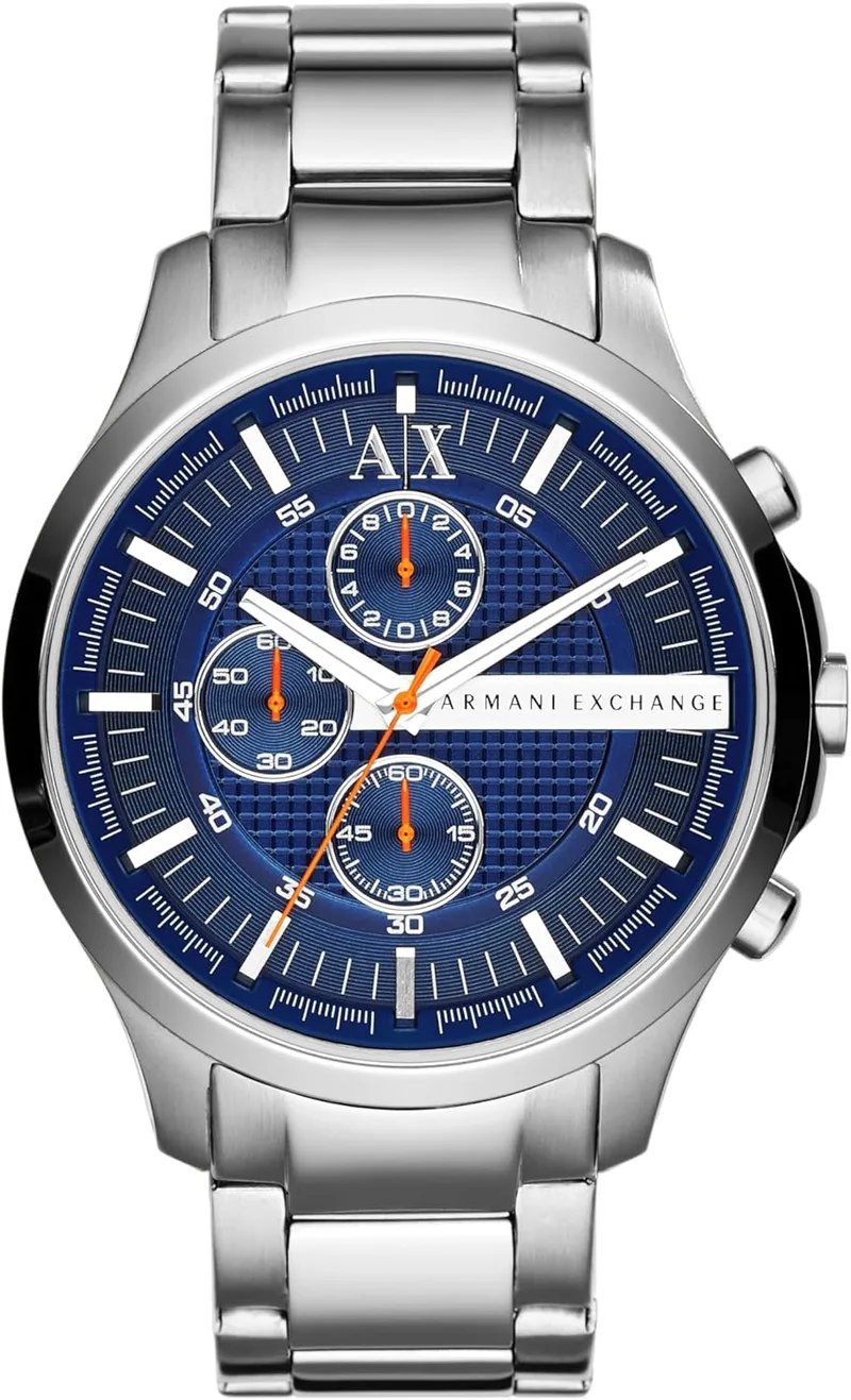 Relógios Armani Exchange para homem, cronógrafo, movimento de quartzo, caixa de 46 mm com bracelete em aço inoxidável