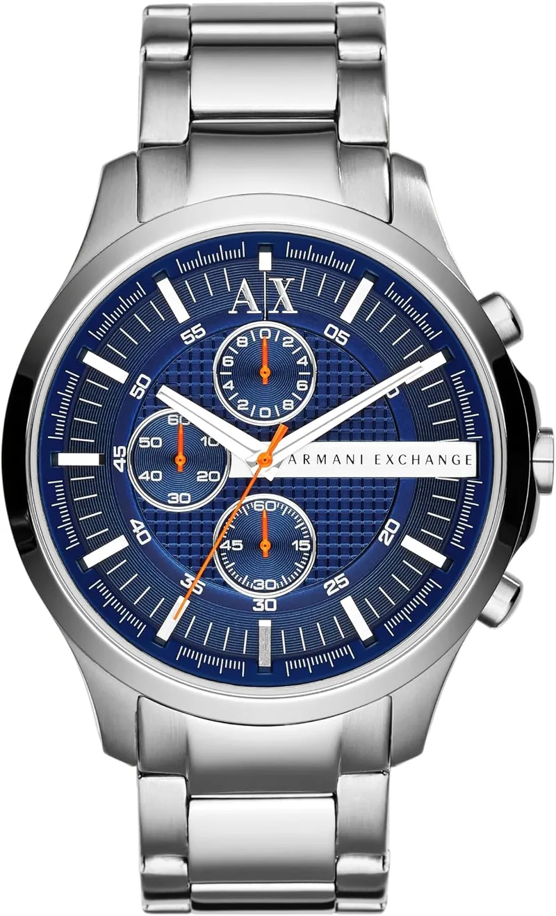 Armani Exchange ▫️ Relógios para homem, movimento de quartzo cronógrafo e caixa de 46 mm com bracelete em aço inoxidável