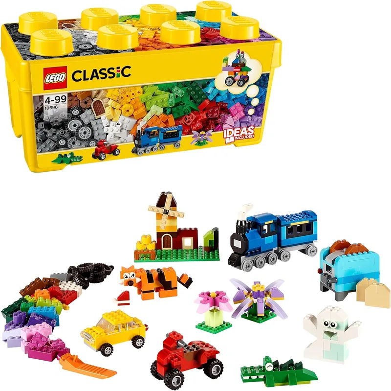 LEGO ▫️ 10696 Classic Caixa Média de Peças Criativas com Base Verde, Carros e Animais, Brinquedo de Construção para Crianças a partir dos 4 Anos