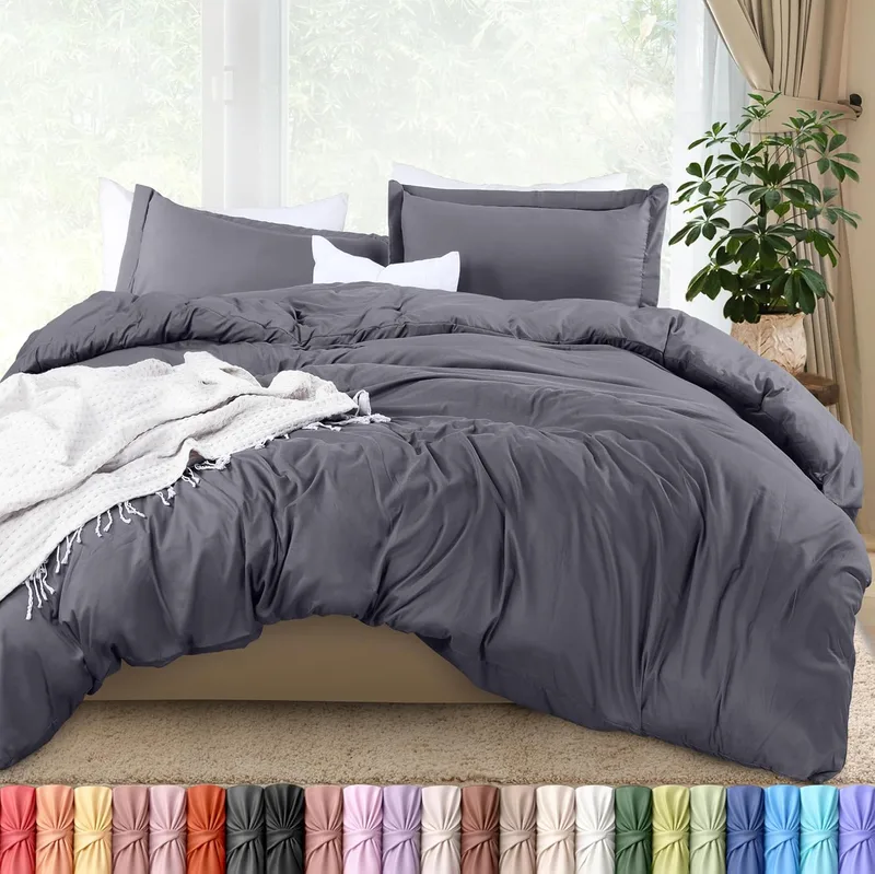 Utopia Bedding ▫️ Capa de edredão Queen Size : 1 capa de edredão com 2 fronhas, capa de edredão de 3 peças com fecho de correr, microfibra escovada macia, 90 x 90 polegadas (Queen,