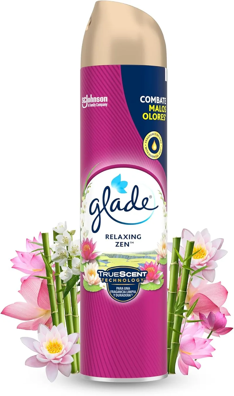 Glade ▫️ Ambientador Aerosol, eliminação de odores, até 7 horas de fragrância Relax Zen, com óleos essenciais, 1 unidade - 300ml ()