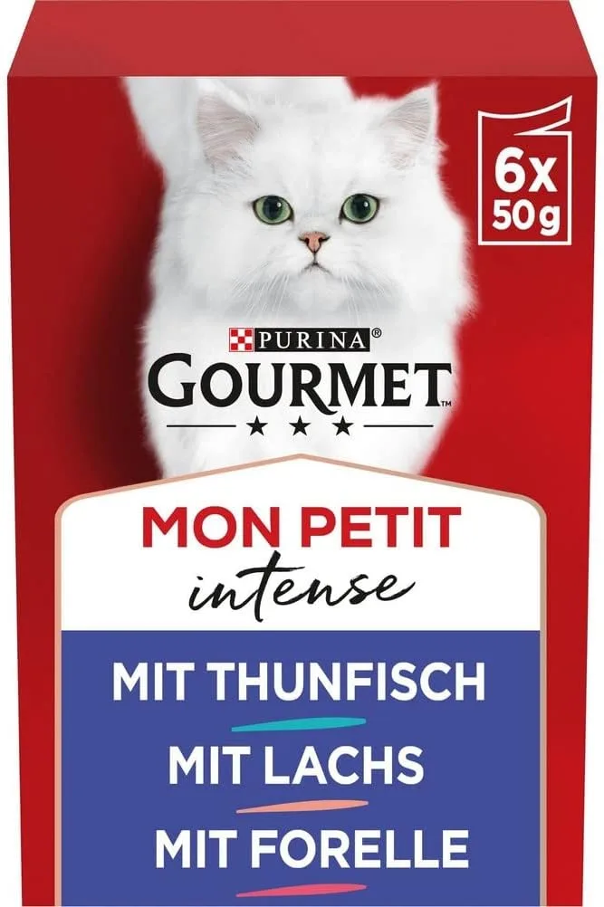 Gourmet ▫️ Purina - Ração para gatos adultos Mon Petit, 8 unidades (8 x 6 x 50 g)