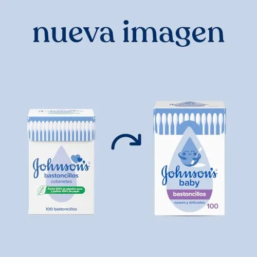 Johnson's Baby ▫️ Cotonetes para bebés, crianças e adultos (1 x 100 unidades), cotonetes com pontas 100% de algodão puro e hastes 100% de papel 2