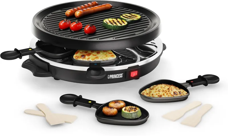 Princess ▫️ Petra Electric Raclette 6 Grill Party – Raclette redonda para 6 pessoas - 162725