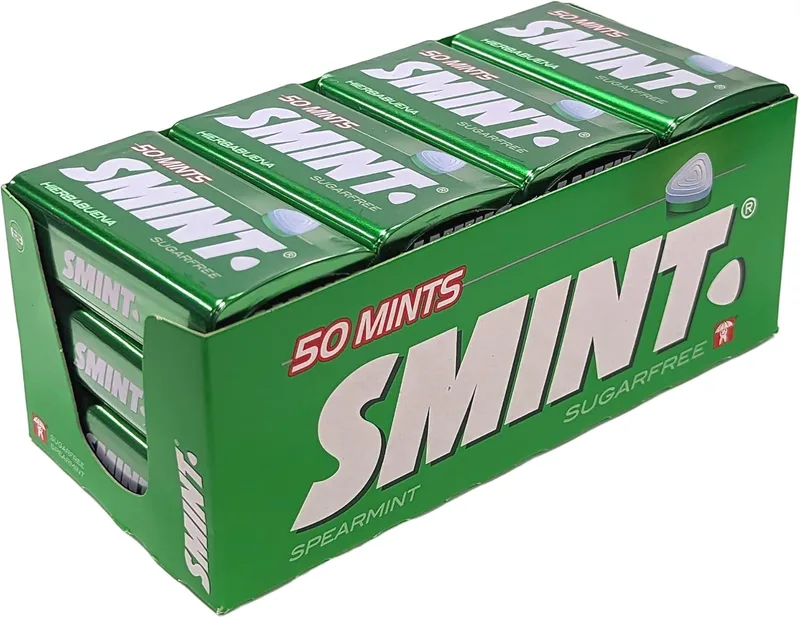 Smint ▫️ Tin Peppermint, rebuçados sem açúcar - 12 unidades de 35 gr. (Total 420 gr.)