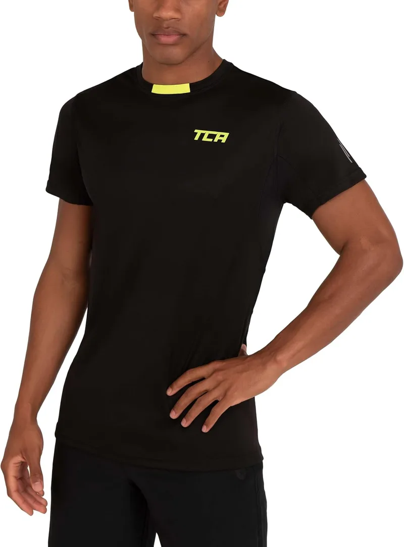 TCA ▫️ Camisola de treino de manga curta - Camisolas de ginásio para homem, de secagem rápida e com gola redonda - Camisola de ginásio para homem, ideal para corrida, CrossFit e padel