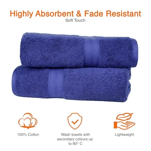 Amazon Basics ▫️ Conjunto de toalhas de banho 100% algodão – Toalha de duche 70 x 140 cm, azul real, embalagem com 2 unidades 4