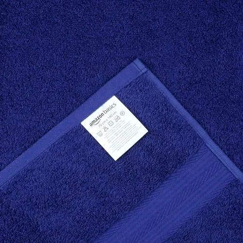 Amazon Basics ▫️ Conjunto de toalhas de banho 100% algodão – Toalha de duche 70 x 140 cm, azul real, embalagem com 2 unidades 6