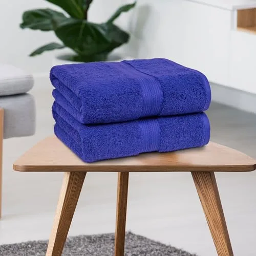 Amazon Basics ▫️ Conjunto de toalhas de banho 100% algodão – Toalha de duche 70 x 140 cm, azul real, embalagem com 2 unidades 7