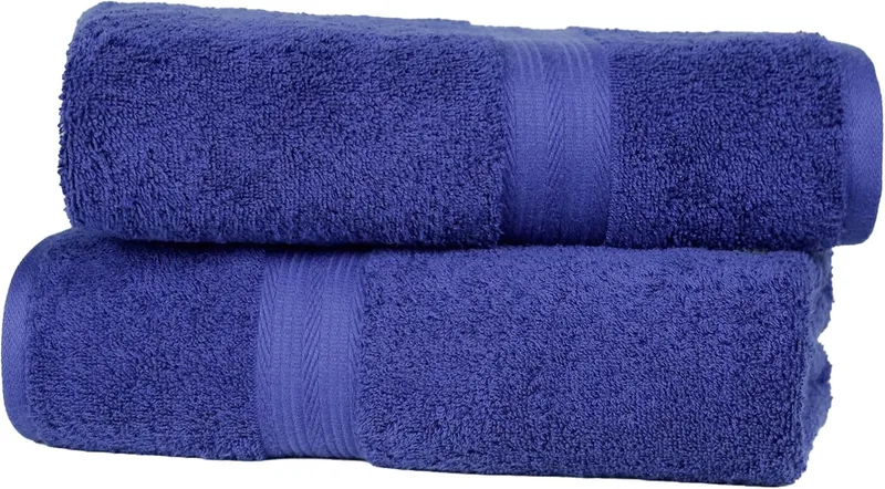 Amazon Basics ▫️ Conjunto de toalhas de banho 100% algodão – Toalha de duche 70 x 140 cm, azul real, embalagem com 2 unidades