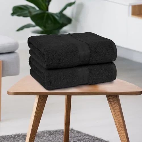 Amazon Basics ▫️ Conjunto de toalhas de banho 100% algodão, toalha de duche 70 x 140 cm, preta, embalagem com 2 unidades 6