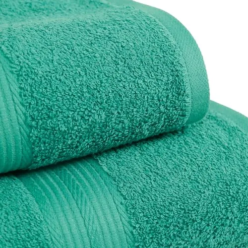 Amazon Basics ▫️ Conjunto completo de toalhas de banho 100% algodão, 2 toalhas de banho + 2 toalhas de mão, verde, embalagem de 4 unidades 2