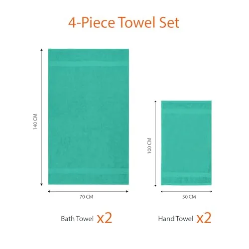 Amazon Basics ▫️ Conjunto completo de toalhas de banho 100% algodão, 2 toalhas de banho + 2 toalhas de mão, verde, embalagem de 4 unidades 4