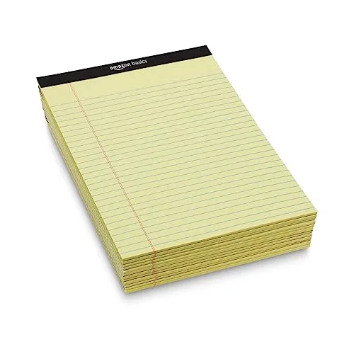 Amazon Basics ▫️ Bloco de notas de formato legal, 50 unidades, embalagem de 12, formato Letter, design Canary 5