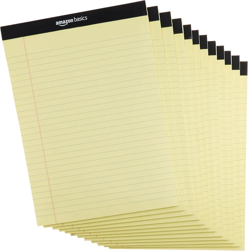 Amazon Basics ▫️ Bloco de notas de formato legal, 50 unidades, embalagem de 12, formato Letter, design Canary