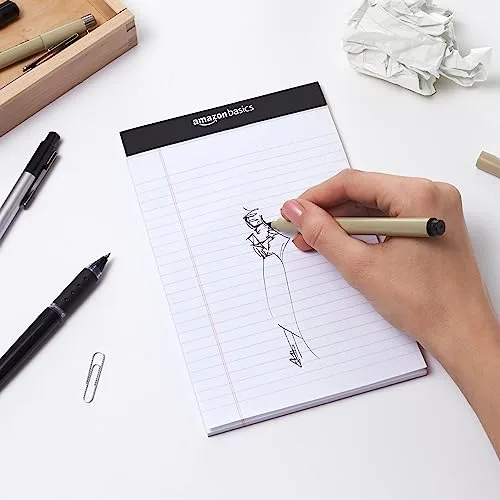 Amazon Basics ▫️ Bloco de notas com linhas estreitas, 5 x 8 polegadas, A5, Branco, 50 unidades, Embalagem de 12 6