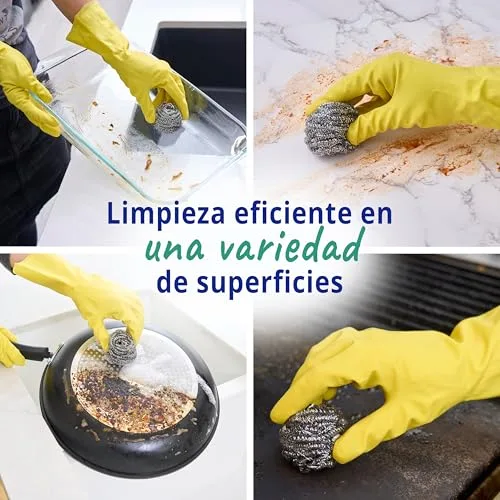 Spontex ▫️ Esfregões metálicos resistentes The Essentials | Esfregões de aço inoxidável | Resistentes para lavar, remover gordura e esfregar a louça com facilidade | Embalagem de 12 x 4 (48 no total) 2
