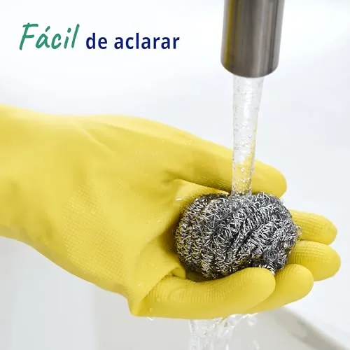 Spontex ▫️ Esfregões metálicos resistentes The Essentials | Esfregões de aço inoxidável | Resistentes para lavar, remover gordura e esfregar a louça com facilidade | Embalagem de 12 x 4 (48 no total) 3