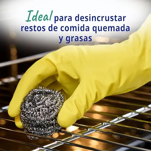 Spontex ▫️ Esfregões metálicos resistentes The Essentials | Esfregões de aço inoxidável | Resistentes para lavar, remover gordura e esfregar a louça com facilidade | Embalagem de 12 x 4 (48 no total) 4