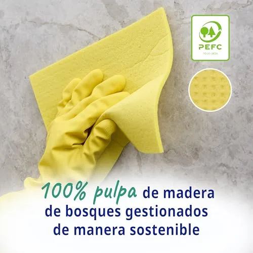 Spontex ▫️ Toalhas absorventes The Essentials | Toalhas superabsorventes para esfregar e secar | 100% polpa de madeira com certificação PEFC | Embalagem de 12 x 4 (48 no total) 5