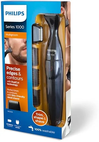 PHILIPS ▫️ MG1100 / 16 Aparador de precisão com 3 pentes para barba e mini-barbeadora - a pilhas 3