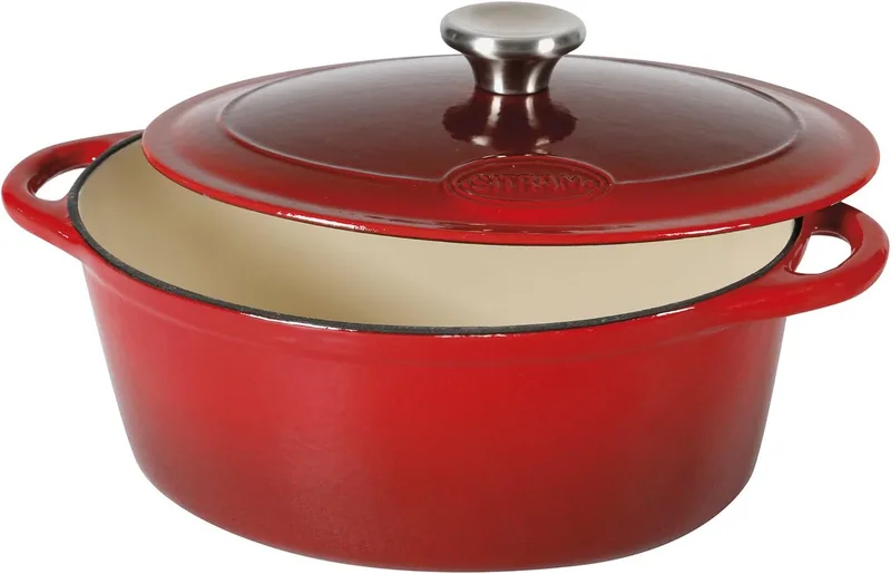 Sitram ▫️ 710839 - Panela (ferro, cor creme e vermelho), forjada, vermelho/bege, 33 x 25 x 13,5 cm