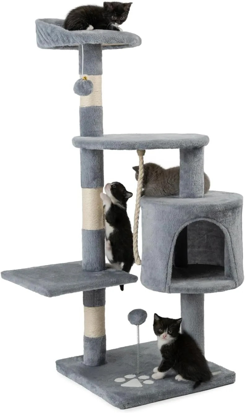 lionto ▫️ Árvore de arranhar para gatos, altura 112 cm, cinzento claro