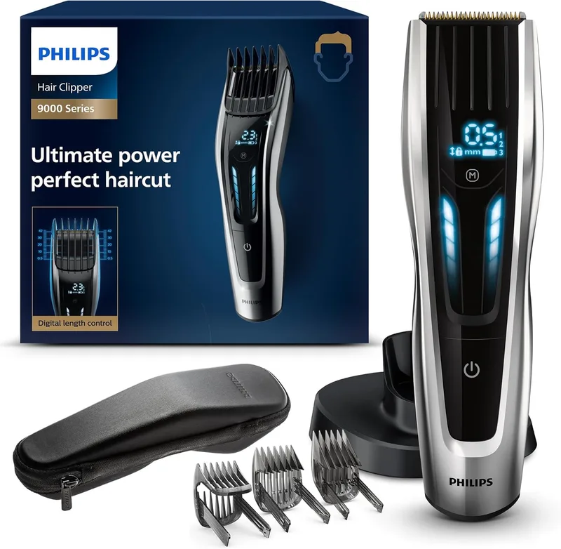 PHILIPS ▫️ Cortador de cabelo Hair Clipper Série 9000 com interface de ajuste digital (modelo HC9450/20)