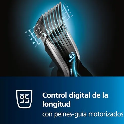 PHILIPS ▫️ Cortador de cabelo da série 9000 máquina de barbear elétrica e aparador para homem, controlo tátil digital, potência máxima, corte de cabelo perfeito, lâminas de titânio, 400 posições de comprimento, 120 min. de utilização sem fio, modelo HC9450/15 2