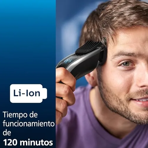 PHILIPS ▫️ Cortador de cabelo da série 9000 máquina de barbear elétrica e aparador para homem, controlo tátil digital, potência máxima, corte de cabelo perfeito, lâminas de titânio, 400 posições de comprimento, 120 min. de utilização sem fio, modelo HC9450/15 6