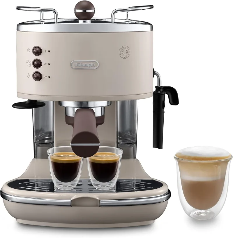 De'Longhi ▫️ Cafeteira automática ECOV 311.BG, 1100 W, 1,4 L, 15 Barras, 2 chávenas, Aço inoxidável, Bege