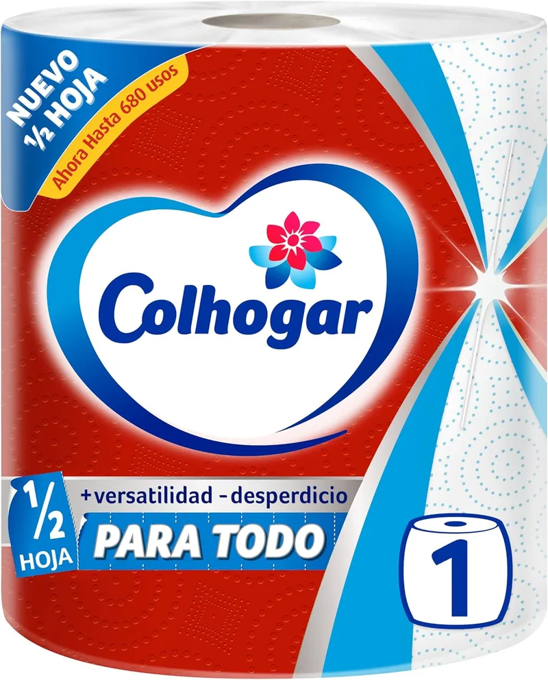 Colhogar ▫️ Papel de cozinha Jumbo Paratodo, meia folha, embalagem com 1 rolo