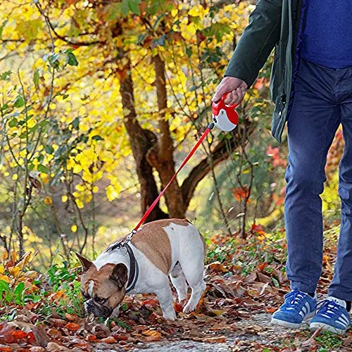 Ferplast ▫️ Trela Extensível para Cães AMIGO MEDIUM, Trela para cães de tamanho médio até 25 kg. Comprimento máximo de 5 m. Botão único para bloquear e soltar, vermelha, capa branca 3