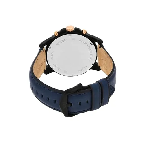 Relógio Fossil Grant para homem, movimento cronógrafo de quartzo com bracelete em pele e aço inoxidável 4