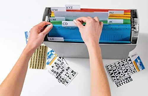 HERMA ▫️ Autocolantes com letras pretas, 240 unidades, tamanho das letras: 5 mm, autocolantes, resistentes à água, resistentes às intempéries, mini letras do alfabeto, letras A-Z em folha autocolante 3