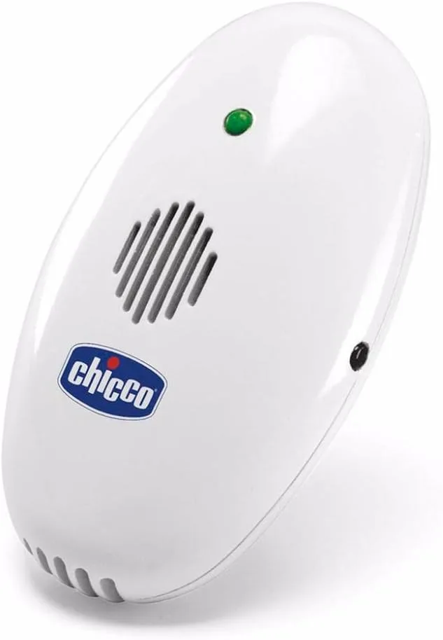 Repelente de mosquitos Chicco, repelente de mosquitos para bebés, portátil, ultrassónico, silencioso e ecológico, alcance efetivo de 3 m, sem produtos químicos, com clip, pilhas incluídas, branco