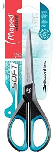 Maped ▫️ Tesouras de escritório - Essentials Soft Simétrica 17 cm - Lâminas e rebites em aço inoxidável - Anéis ergonómicos para ambidestros - Ponta afiada 4