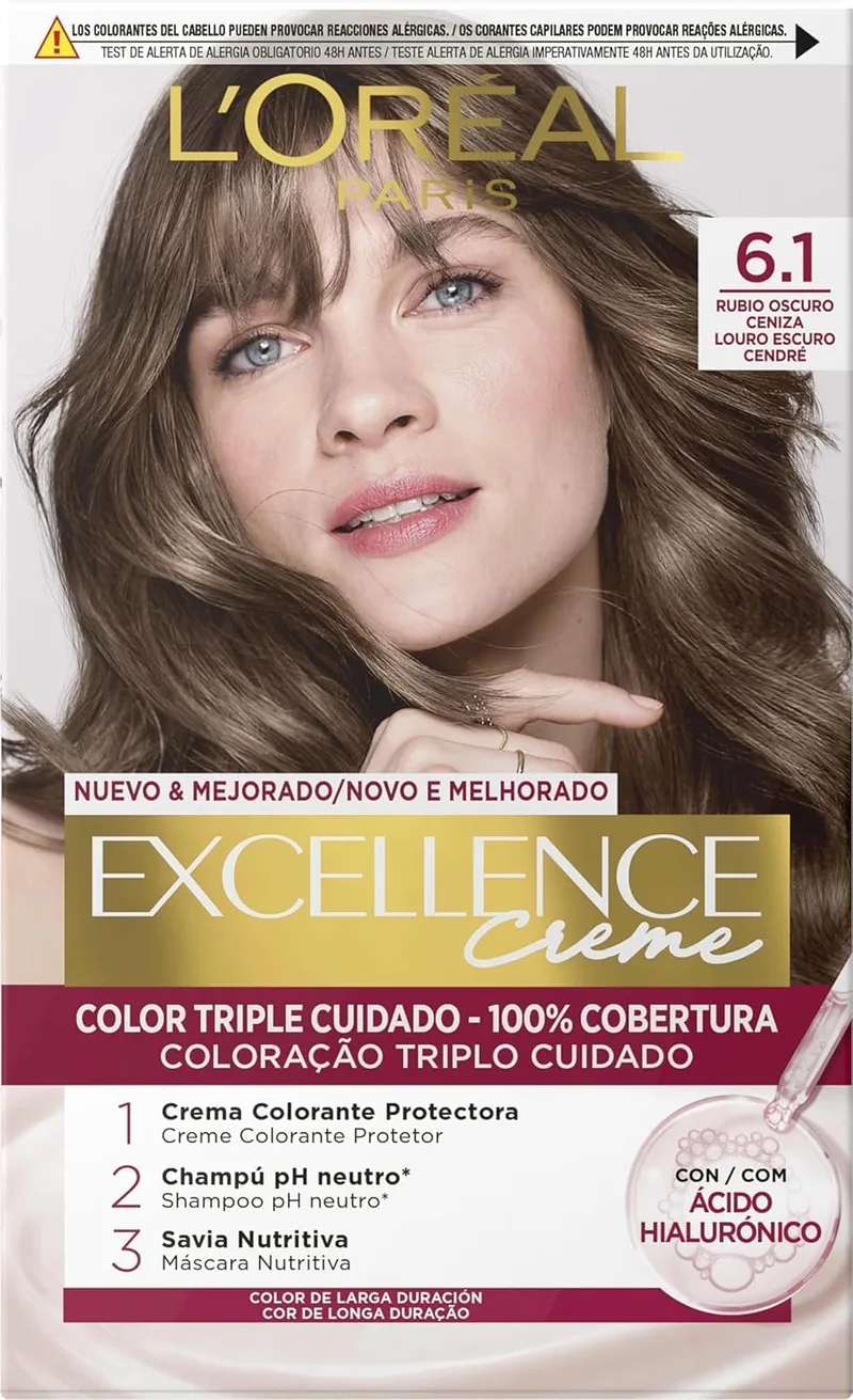 L'Oreal Paris ▫️ L'ORÉAL PARIS Excellence Creme Tinte Permanente - Tom 6.1 Loiro Escuro Cinza
